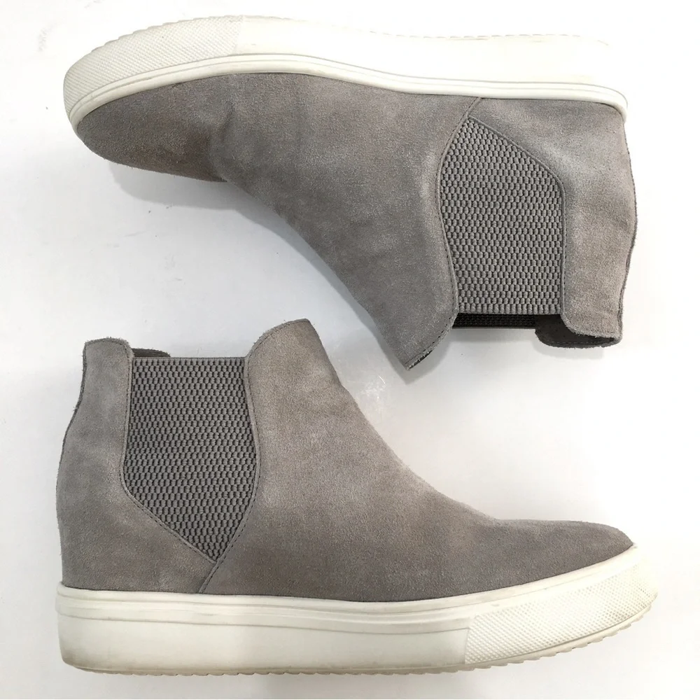 Steve Madden Sultan Gray Suede Leather slip on Chelsea platform Wedge Sneakers